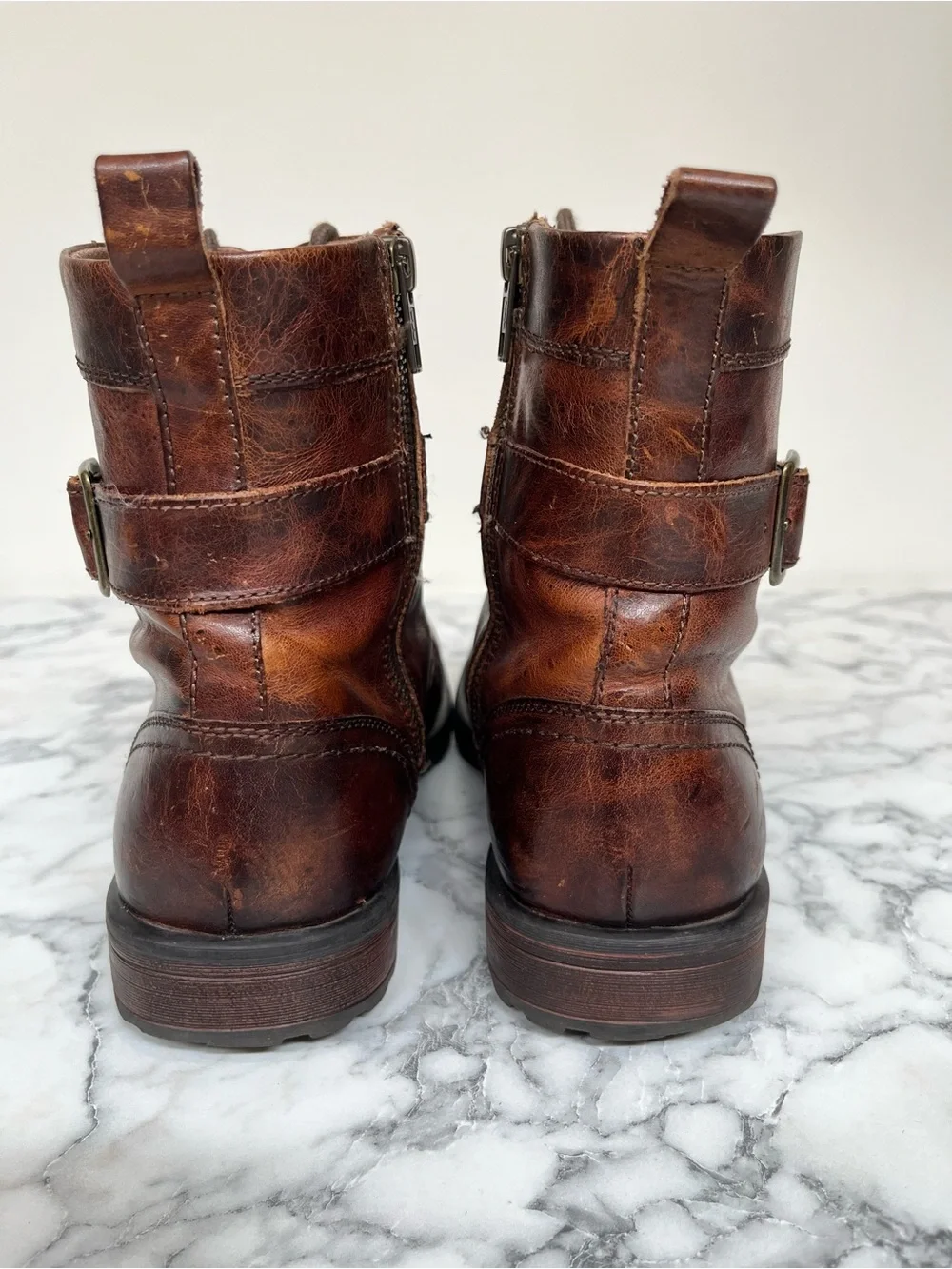 Aston Grey Brown Distressed Rockcastle 2 Combat Boot Men's Sz 8.5 Lace Up Zipper